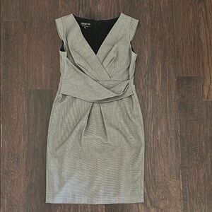 Jones New York Silver Sheath Ruched Midi Dress